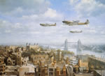 "Spitfires Over London" - John Young - Spitfire World War II Aviation Art